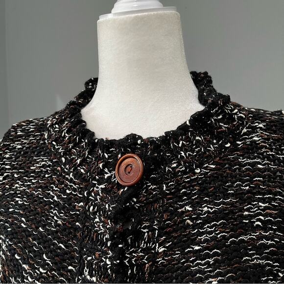 NEW BCBG Academia Flutter Collar Button Front Open Weave Knit Cardigan S NWOT - Picture 8 of 16